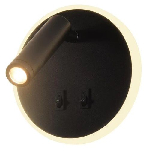 10.5W LED BED Side Lamp Round BLK 3K