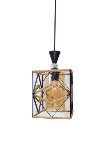 40W Ceiling Lamp 1XE27-40W Black Finish + Rope