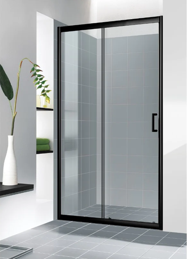 Aqua Shower Door, Black Color, 6mm Tempered Glass. Pull Handle, Chrome Slices