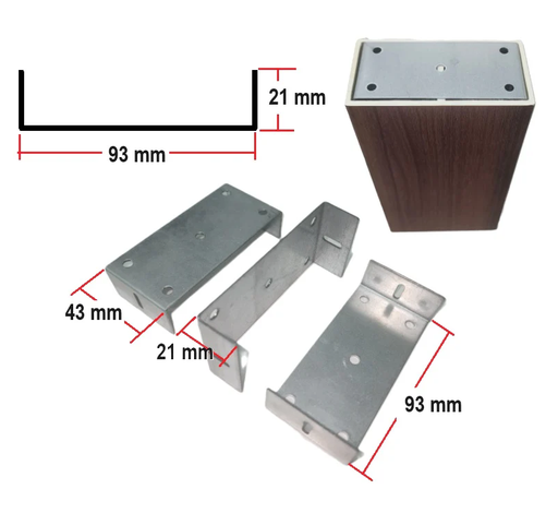 U Type Wall Connector For 2" Pergola Tube Decorative Interior 100X50mm