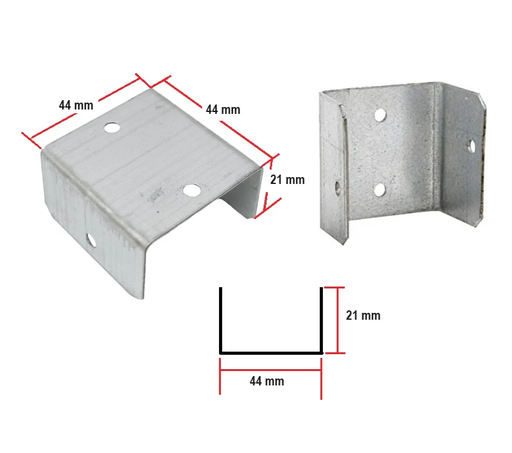 U Type Wall Connector For 2" Pergola Tube Decorative Interior 50X50mm