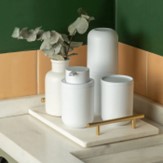 Bold white bathroom accessory kit 20.5x7.8x7.8