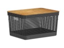 Bamboo lid basket 20L 39x29x26cm black