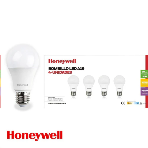 4 Pc Set LED A19 E27 9W White 6500K 6500K 100-240V 50-60HZ
