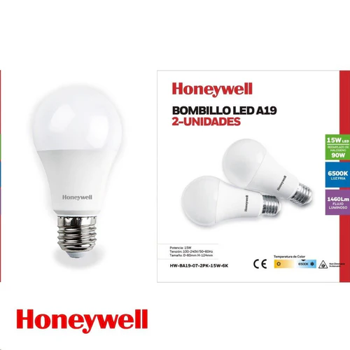 2PC Set LED A19 15W E27 White 6500K 100-240V 50-60HZ