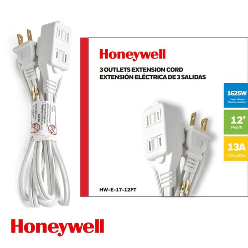 12-Foot 3-Socket Power Strip 13A 125V 60HZ White