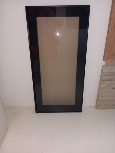 Black aluminum and glass door 59.5 x 29.5 cms