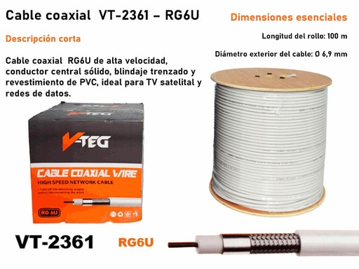 305M White RG6 Coaxial Cable