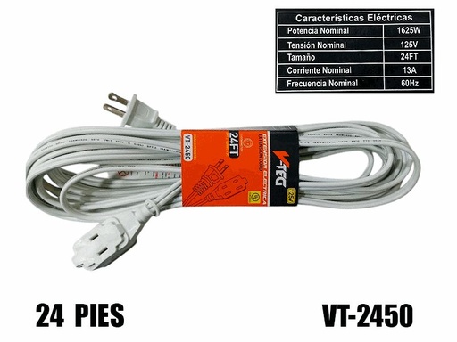 White 24FT Copper Extension Cord