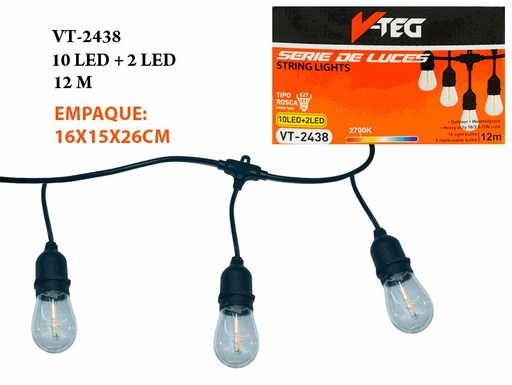 12M X 10LED Ventage Lights + 2 Xtra Bulbs